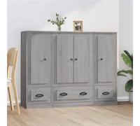 vidaXL Buffets 3 pcs sonoma gris bois d'ingénierie, armoire, armoire de rangement, buffet haut, armoire latérale, armoire haute, armoire console Gris G