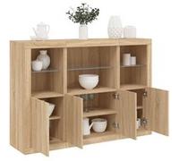vidaXL Buffet bas 3 pcs 3209109 – Chêne Sonoma, bois d'ingénierie, LED réglable Marron