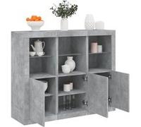 vidaXL Buffets avec lumières LED 3 pcs gris béton bois d'ingénierie3209103 Gris G