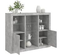 vidaXL Buffets avec lumières LED 3 pcs gris béton bois d'ingénierie