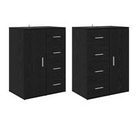 vidaXL Buffets avec tiroir Corona 2 pcs Chêne noir 59 x 39 x 80 cm