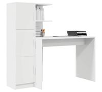 vidaXL Bureau 2 pcs – Blanc, Bois d'ingénierie, 102x50x124 cm, 6 étagères, 2 portes, design moderne