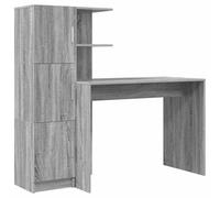 vidaXL Bureau Sonoma Gris - 102x50x124 cm, Bois d'ingénierie, 6 étagères, 2 portes, 2 pièces