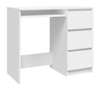 vidaXL Bureau à 3 tiroirs en matériau dérivé du Bois Blanc 90 x 45 x 76 cm