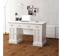 vidaXL Bureau à double piédestal - Blanc