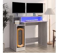 vidaXL Bureau à lumières LED Sonoma gris Bois d'ingénierie 97x45x90 cm