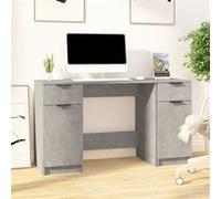 vidaXL Bureau avec armoire latérale Gris béton Bois d'ingénierie Gris G