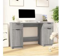 vidaXL Bureau avec armoire latérale Sonoma gris, bois d'ingénierie, tiroirs et compartiments