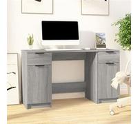 vidaXL Bureau avec armoire latérale Sonoma gris, bois d'ingénierie, tiroirs et compartiments