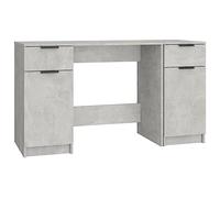 vidaXL Bureau avec armoire latérale Gris béton Bois d'ingénierie Gris G