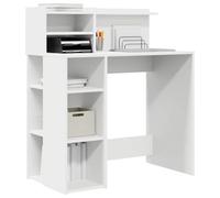 vidaXL Bureau avec étagère Blanc 90 x 48 x 101,5 cm Bois d'ingénierie, Bureau Moderne, Table d'écriture Robuste, Espace de Travail rectangulaire Compact, mobilier Ergonomique