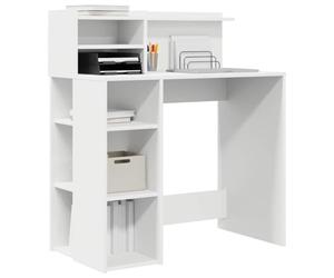 vidaXL Bureau avec étagère Blanc 90 x 48 x 101,5 cm Bois d'ingénierie, Bureau Moderne, Table d'écriture Robuste, Espace de Travail rectangulaire Compact, mobilier Ergonomique