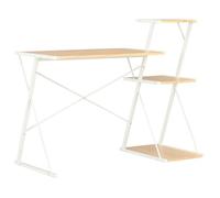 vidaXL Bureau avec étagère – Blanc/Chêne 116x50x93 cm G