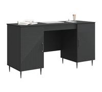 vidaXL Bureau avec étagère Noir 142,5 x 50 x 75 cm Bois d'ingénierie, Bureau au Style Vintage, Grand Espace de Rangement, Bois d'ingénierie, Parfait pour Bureau ou Atelier