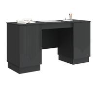 vidaXL Bureau avec étagère Noir 142,5 x 50 x 75 cm Bois d'ingénierie, Ensembles de Meubles Modernes pour Salon, Designs rectangulaires, Rangement Pratique, intérieurs adaptables