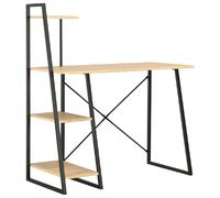 vidaXL Bureau avec étagère - Noir et chêne 102 cm