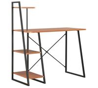 vidaXL Bureau avec étagère - Noir/Marron