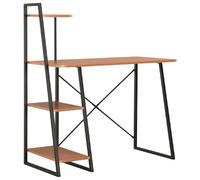 vidaXL Bureau avec étagère - Noir/Marron