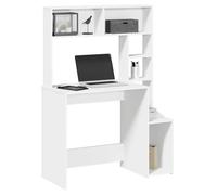 vidaXL Bureau d'étude 100x45x140 cm Blanc, bois d'ingénierie avec étagères