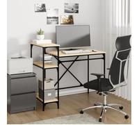 vidaXL Bureau avec Étagères, Table d'Ordinateur avec Rangement, Bureau d'Écriture Maison Intérieur, Industriel, Chêne Bois d'Ingénierie et Fer