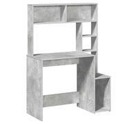 vidaXL Bureau avec étagères – Bois d'ingénierie gris béton, 100x45x140 cm