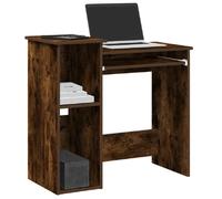 vidaXL Bureau avec étagères LED - Chêne fumé