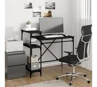 vidaXL Bureau avec étagères noir 105x50x90 cm bois d'ingénierie et fer Noir G