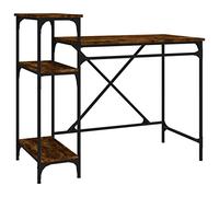 vidaXL Bureau avec Étagères, Table d'Ordinateur avec Rangement, Bureau d'Écriture Maison Intérieur, Industriel, Chêne Bois d'Ingénierie et Fer