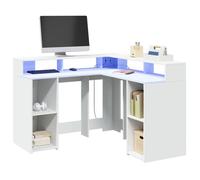 vidaXL Bureau avec lumières LED blanc 130x130x91 cm bois d'ingénierie