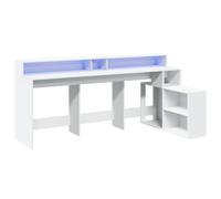 vidaXL – Bureau blanc avec lumières LED 200×104×91 cm en bois d'ingénierie