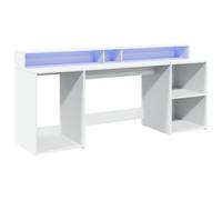 vidaXL Bureau 200x55x91 cm – Bois d'ingénierie avec lumières LED – Blanc