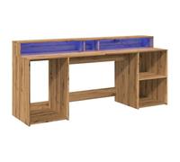 vidaXL Bureau avec lumières LED chêne Artisanal Bois d'ingénierie