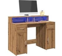 vidaXL Bureau avec lumières LED chêne artisanal bois d'ingénierie Marron