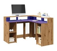 vidaXL Bureau avec lumières LED chêne artisanal bois d'ingénierie Marron
