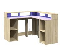 vidaXL Bureau d'ordinateur avec lumières LED chêne Sonoma bois d'ingénierie