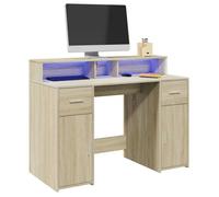 vidaXL Bureau avec lumières LED chêne sonoma bois d'ingénierie Marron