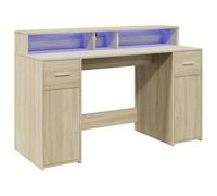 vidaXL Bureau avec lumières LED chêne Sonoma Bois d'ingénierie, Bureau de Travail, Bureau d'étude, Bureau à Domicile, Bureau d'écriture