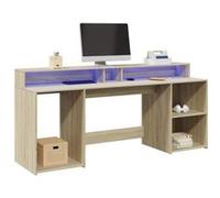 vidaXL Bureau avec lumières LED chêne sonoma bois d'ingénierie, bureau d'écriture, bureau d'ordinateur, bureau à domicile, 3309440 Marron G