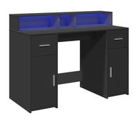 vidaXL Bureau avec lumières LED Noir 120x55x91 cm Bois d'ingénierie