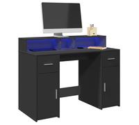 vidaXL Bureau avec lumières LED 120x55x91 cm – Noir, bois d'ingénierie