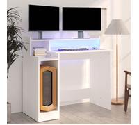 vidaXL Bureau Campoamor - LED intégrée USB - Blanc 97x45x90 cm Bois
