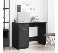 vidaXL Bureau avec Porte Chêne Noir 100 x 50 x 75 cm Bois d'ingénierie, Bureau d'étude Moderne, Bureau Compact, écriture rectangulaire avec tiroirs, Bois ingénierie pour Petits espaces