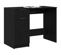 vidaXL Bureau avec Porte Chêne Noir 100 x 50 x 75 cm Bois d'ingénierie, Bureau d'étude Moderne, Bureau Compact, écriture rectangulaire avec tiroirs, Bois ingénierie pour Petits espaces