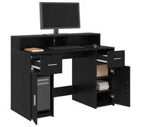 vidaXL Bureau avec porte Chêne noir 120 x 55 x 91 cm Bois d'ingénierie, Bureau moderne rectangulaire, LED ajustable, ergonomique, pour salon ou bureau à domicile, compact pour étudier