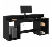 vidaXL Bureau avec Porte Chêne Noir 200 x 55 x 91 cm Bois d'ingénierie | Profite d'un espace de travail stylé avec des lumières LED intégrées pour mieux y voir, Avec sa finition chêne noir,