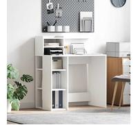 vidaXL Bureau avec étagère Blanc 90×48×101,5 cm Bois d'ingénierie – Moderne, robuste et compact
