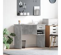 vidaXL Bureau avec rangement Gris béton 90x49.5x75 cm Bois ingénierie