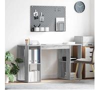 vidaXL Bureau avec rangement Gris Sonoma 130 x 50,5 x 75 cm - étagères intégrées