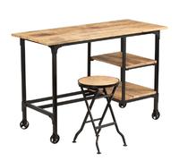 vidaXL Bureau avec tabouret pliant bois de manguier