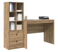 vidaXL Bureau avec tiroir 2 pcs Chêne Artisanal, Bureau Moderne, Meuble de Travail résistant, Station d'accueil Pratique pour Booster ta productivité